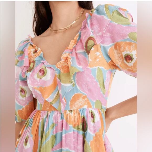 NWT Banjanan Scorpio Mini Dress in Euphoric Bloom Floral Ruffle Cotton - Picture 6 of 16